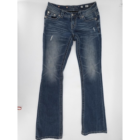 Miss Me Jeans Womens 27 Blue Signature Bootcut Embroidered Back Pockets Denim - Picture 1 of 15